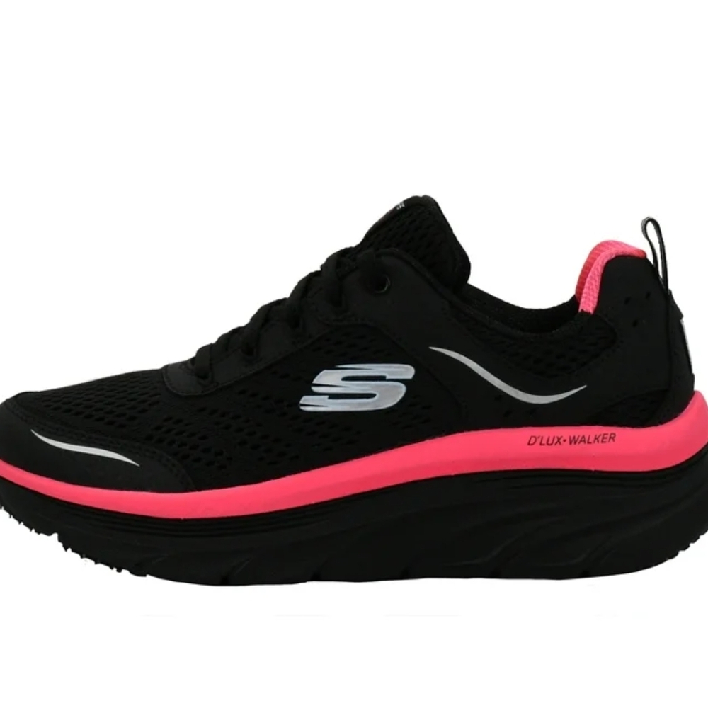 Skechers D'LUX-Walker Black and Pink Women's Sneakers